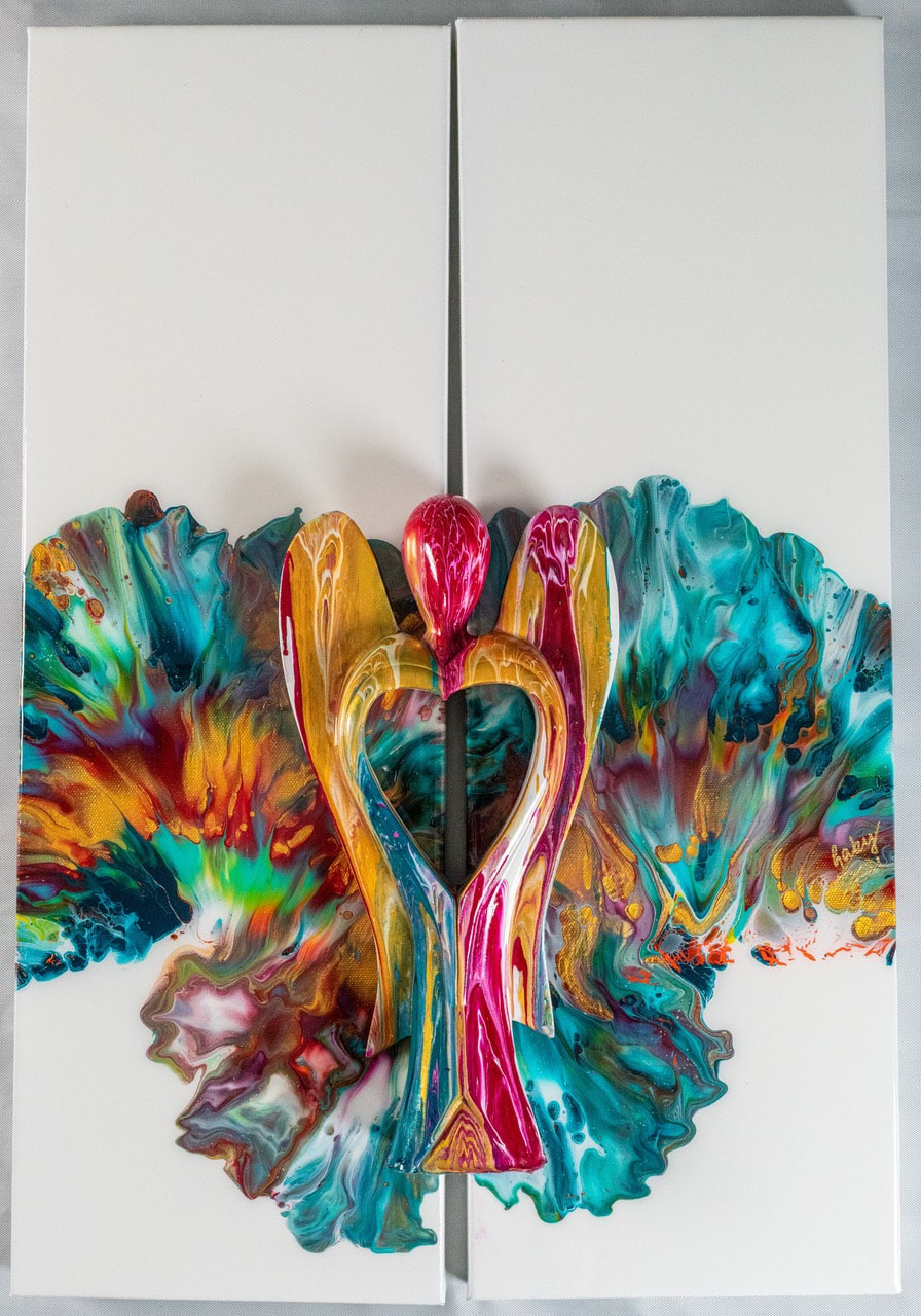 Artist Creates Psychedelic Art By Pouring Paint And Resin Onto A